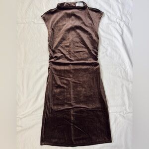 Mock Neck Velvet Minidress